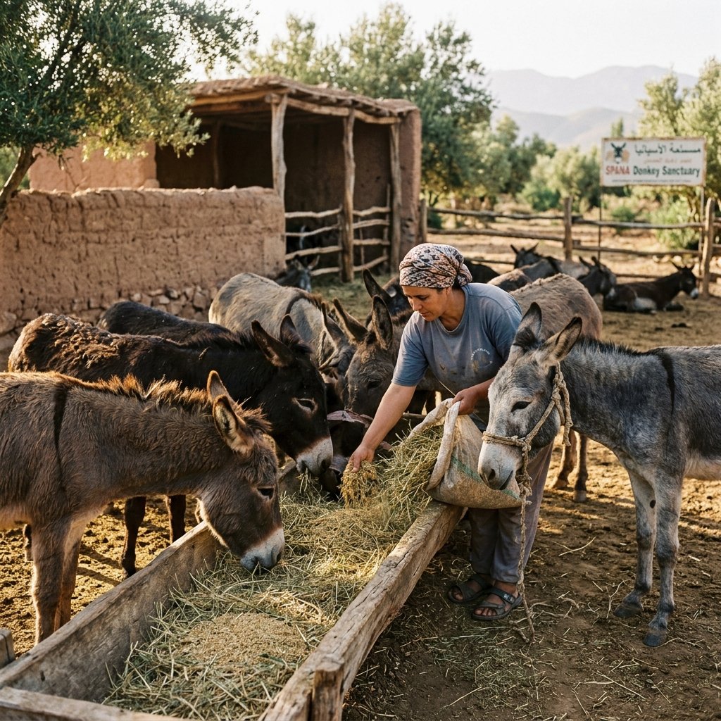 Morning feeding time at the sanctuary